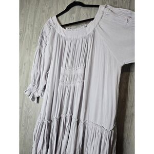 Free People Peasant Babydoll Dress Medium Light Gray